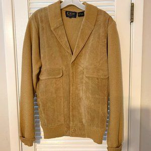Jacket Vintage Le Roy Suede & Knit Zippered Sweater Size Large 1960's